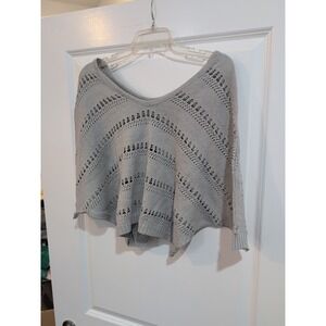 Express Gray/Silver Sparkle Crop Sweater Size XS Knitted See Through Stylish